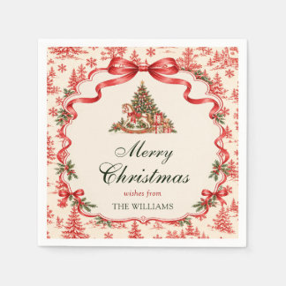 Rotes Koketten-Bogen-Schrift-Weihnachtsbaum-Party Serviette