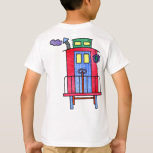 Rotes Kombüsen-Wellen-Tschüss T-Shirt