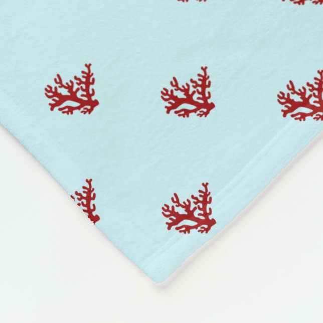 Rotes Korallen Light Blue Fleece Blanket (Ecke)