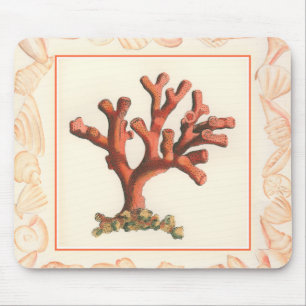 Rotes Korallenriff mit Conch-Muschel-Grenze Mousepad