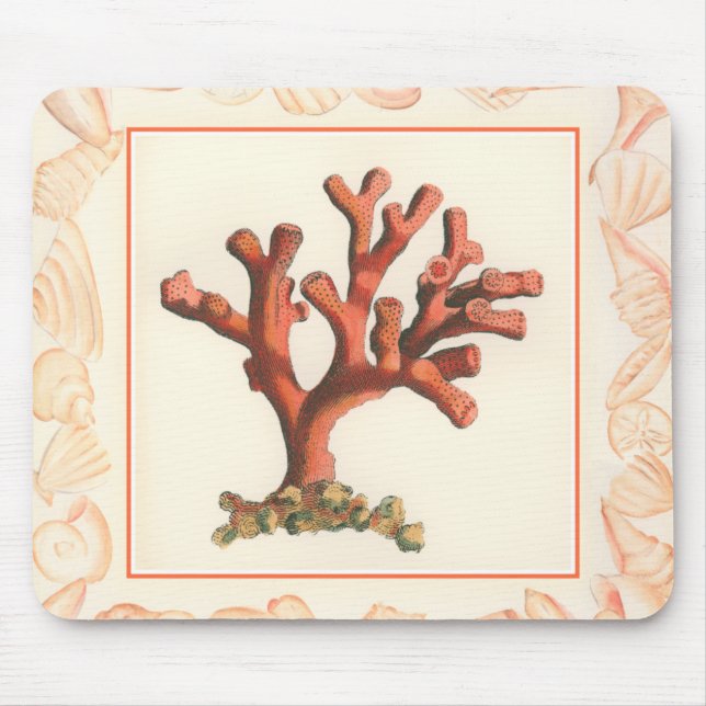 Rotes Korallenriff mit Conch-Muschel-Grenze Mousepad (Vorne)