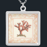 Rotes Korallenriff mit Conch-Muschel-Grenze Versilberte Kette<br><div class="desc">Holen Sie sich dieses moderne Kunstwerk heute mit cremefarbenem Hintergrund. Dieses Kunstwerk enthält eine rote,  schattige Koralle,  die sehr scharf und lebendig ist und eine dekorative Muschel hat. Es ist ein zeitgenössisches Kunstwerk,  das sich perfekt für jedes nautische Thema eignet,  für das man sich entscheiden möchte.</div>