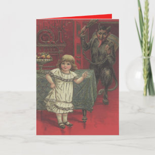 Rotes Krampus Mädchen Esszimmer Schalter Feiertagskarte