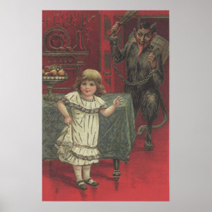 Rotes Krampus Mädchen Esszimmer Schalter Poster