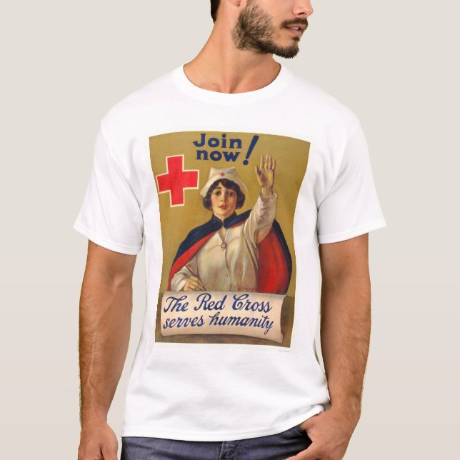 Rotes Kreuz dient Menschlichkeit - verbinden Sie T-Shirt (Vorderseite)