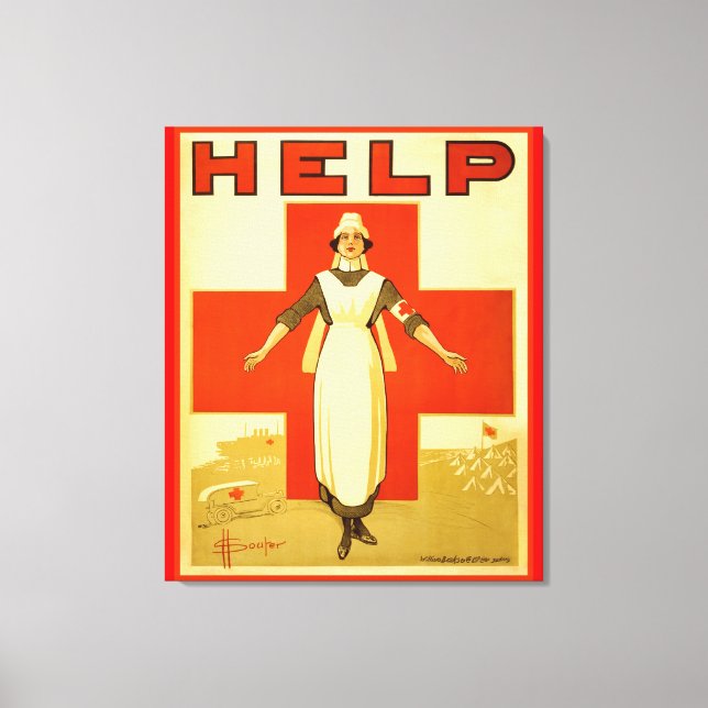 Rotes Kreuz Krankenwagen Weltkrieg 1 Poster Wrappe Leinwanddruck (Vorderseite)