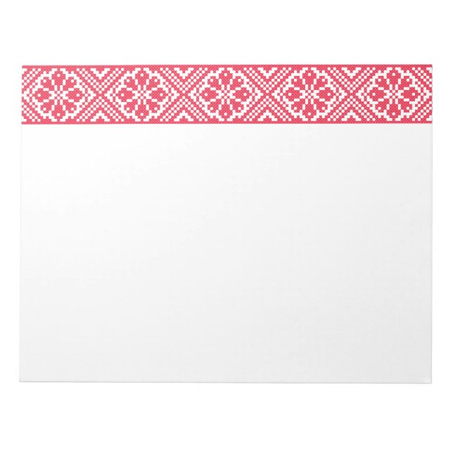 Rotes Kreuzstich Muster Notizblock (Vorderseite)