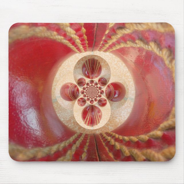 Rotes Kricketball-Design Mousepad (Vorne)