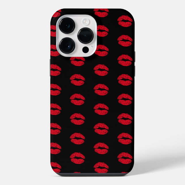 Rotes Küssende Lippen Muster iPhone Hülle (Rückseite)