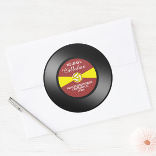 Rotes Label Vinyl 45 Schallplatte Persönliche Adre Runder Aufkleber