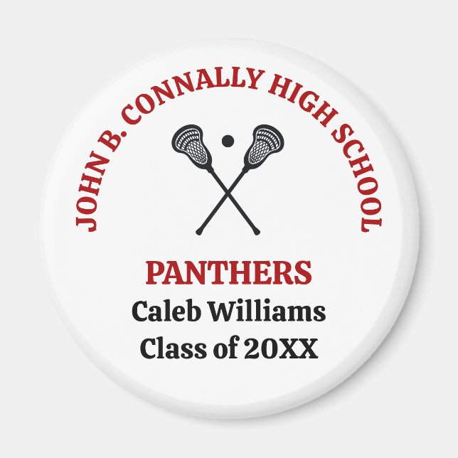 Rotes Lacrosse-Team der High School personalisiert Magnet (Vorne)