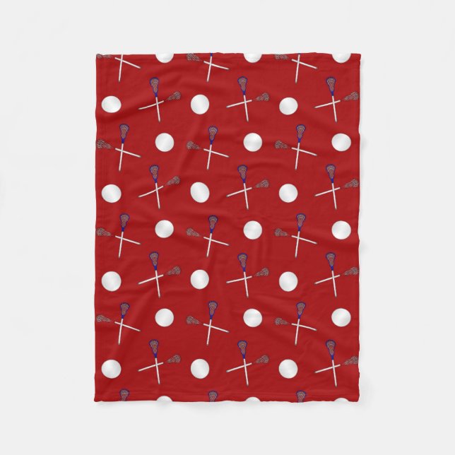 Rotes Lacrossemuster Fleecedecke (Vorderseite)