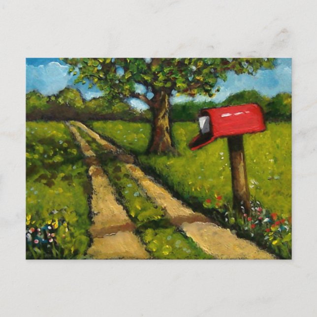 Rotes Land Mailbox: Ölgemälde Postkarte (Vorderseite)