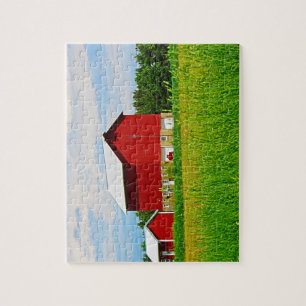 Rotes Landhaus und Weide Puzzle