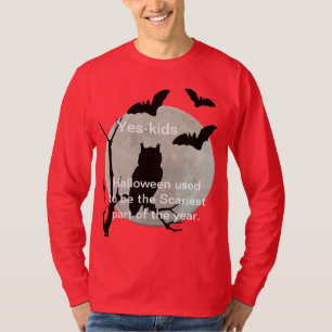 Rotes Langschläfchen Halloween und Fledermäuse T-Shirt