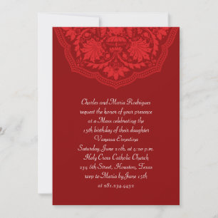 Rotes Latein Muster Quinceanera Einladungen