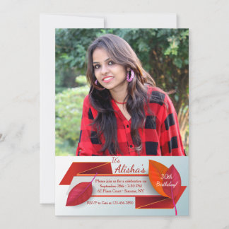 Rotes Leaf Banner Foto Einladung