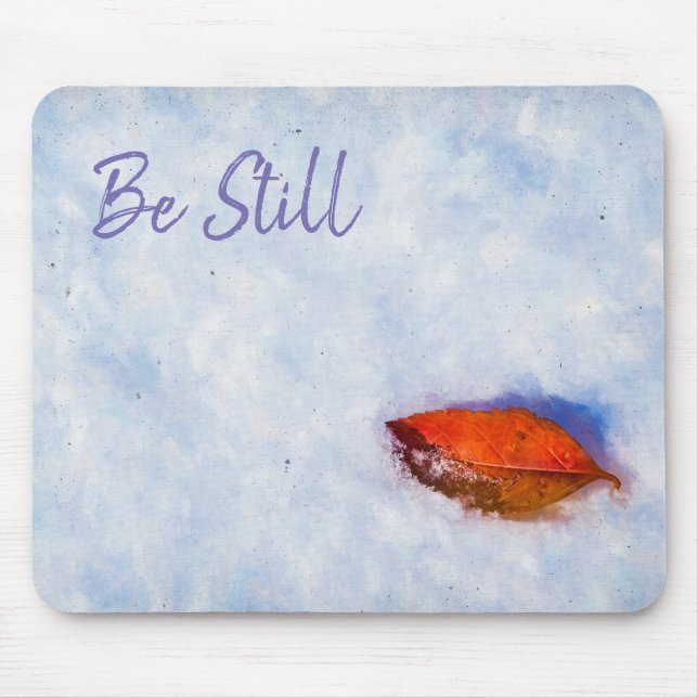Rotes Leaf im Winter Foto Kunst Mousepad (Vorne)