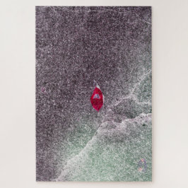 Rotes Leaf mit gesprenkeltem Sand Puzzle