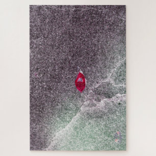 Rotes Leaf mit gesprenkeltem Sand Puzzle