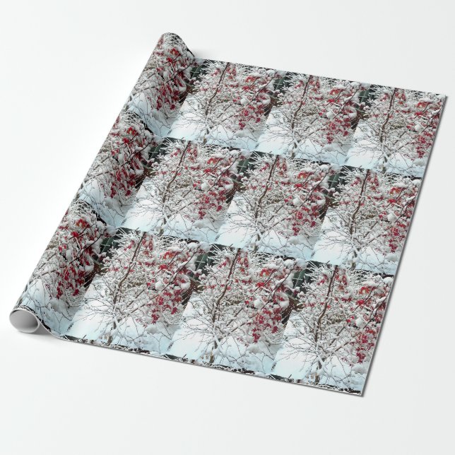 ROTES LEAF-SCHNEE GESCHENKPAPIER (Ungerollt)