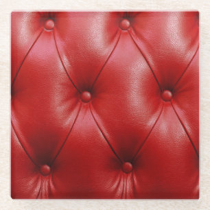Rotes Leder: Eleganz der Stilelemente. Glasuntersetzer
