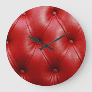 Rotes Leder: Eleganz der Stilelemente. Große Wanduhr