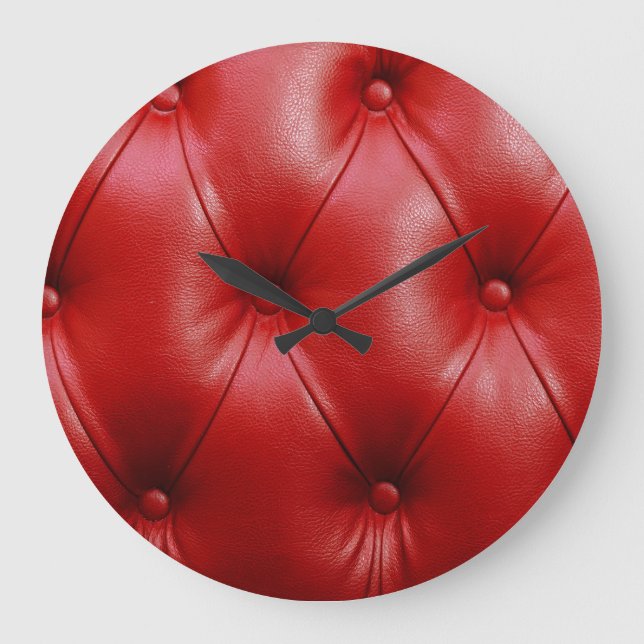 Rotes Leder: Eleganz der Stilelemente. Große Wanduhr (Vorderseite)