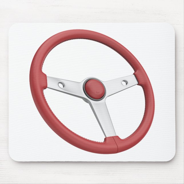 Rotes Leder-Lenkrad eines Oldtimers Mousepad (Vorne)