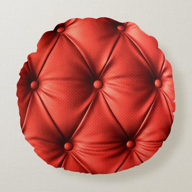 Rotes Leder, Textur Rundes Kissen (Vorderseite)