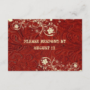 Rotes Leder und Spitze RSVP mit Umschlägen Karte