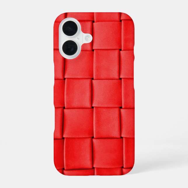 Rotes Ledergewebe iPhone 16 Hülle (Rückseite)