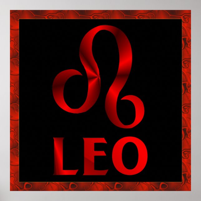 Rotes Leo Horoskop-Symbol Poster (Vorne)