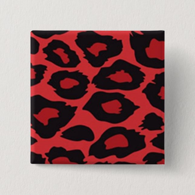Rotes Leopard-Button Button (Vorderseite)