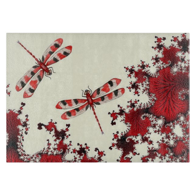 Rotes Libellen-Schneidbrett Schneidebrett (Vorderseite)