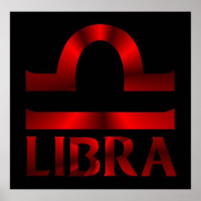 Rotes Libra-Horoskop-Symbol Poster (Vorne)