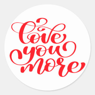 Rotes Liebe Dich Ich denke an Dich Du fehlst mir H Runder Aufkleber