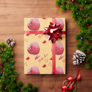 Rotes Liebeherz formte romantische brennende Geschenkpapier