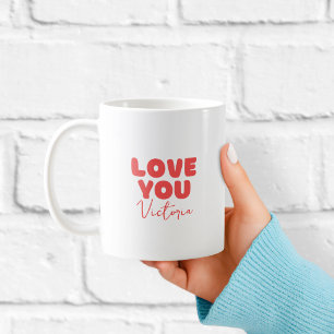 Rotes Liebst-Dich-Personalisierter Becher für Freu Kaffeetasse