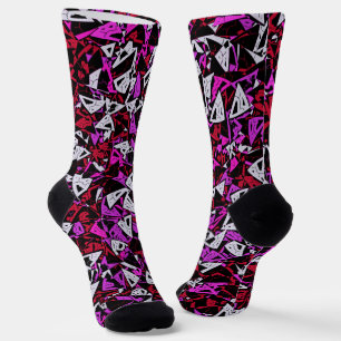 Rotes Lila Dreieckmuster Socken