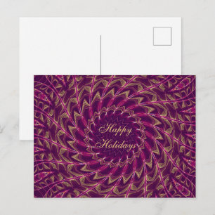 rotes Lila Gold-Design-Muster Postkarte