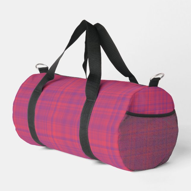 Rotes lila Karomuster Klein Duffle Bag (Rechte Ecke)