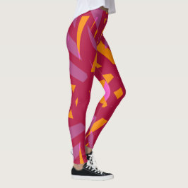 Rotes Lila orangefarbenes Rosa Art Deco Leggings