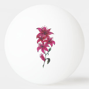 Rotes Lilien-Aquarell Tischtennisball