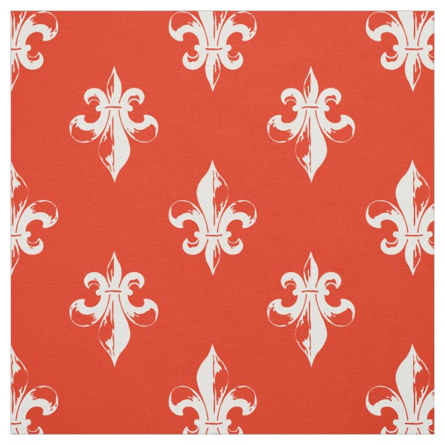Rotes Lilien-Muster Stoff (Muster)