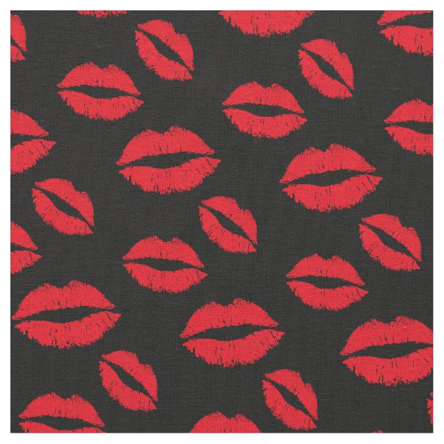 Rotes Lippenmuster-modernes Schwarzes Stoff (Nahaufnahme)