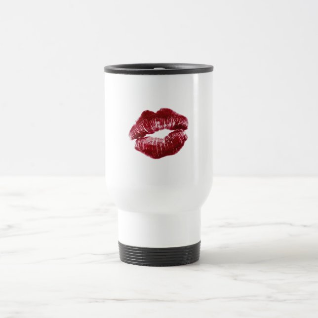Rotes Lippenstift-Kuss-Mal Baddie-Ästhetik Edelsta Reisebecher (Mittel)