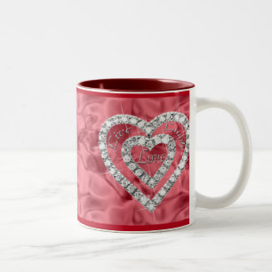 Rotes Live-Lagh Liebe Diamond Herz Tasse