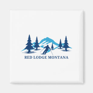Rotes Lodge Montana Skigebiet Skifahren Skifahrer Magnet