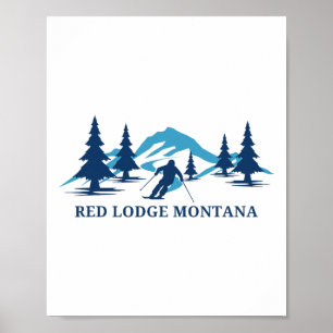 Rotes Lodge Montana Skigebiet Skifahren Skifahrer Poster